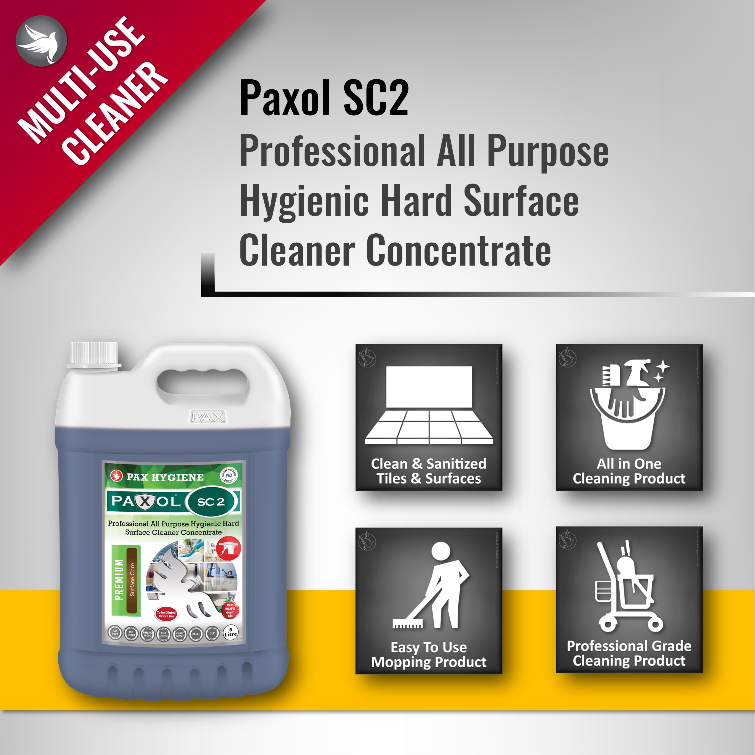 Paxol SC2 Professional All Purpose Hard Surface Cleaner Concentrate - Image 2