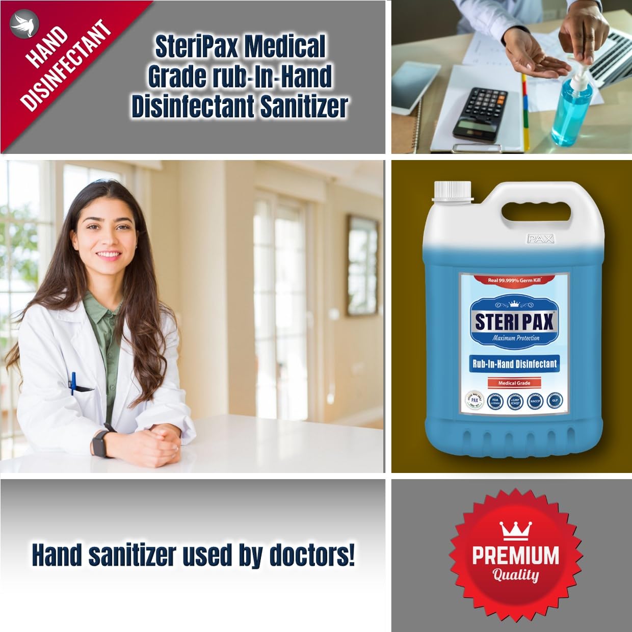 SteriPax Medical Grade Rub-In Hand Disinfectant Sanitizer - Image 7
