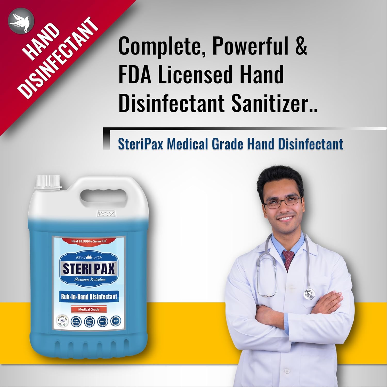 SteriPax Medical Grade Rub-In Hand Disinfectant Sanitizer - Image 2