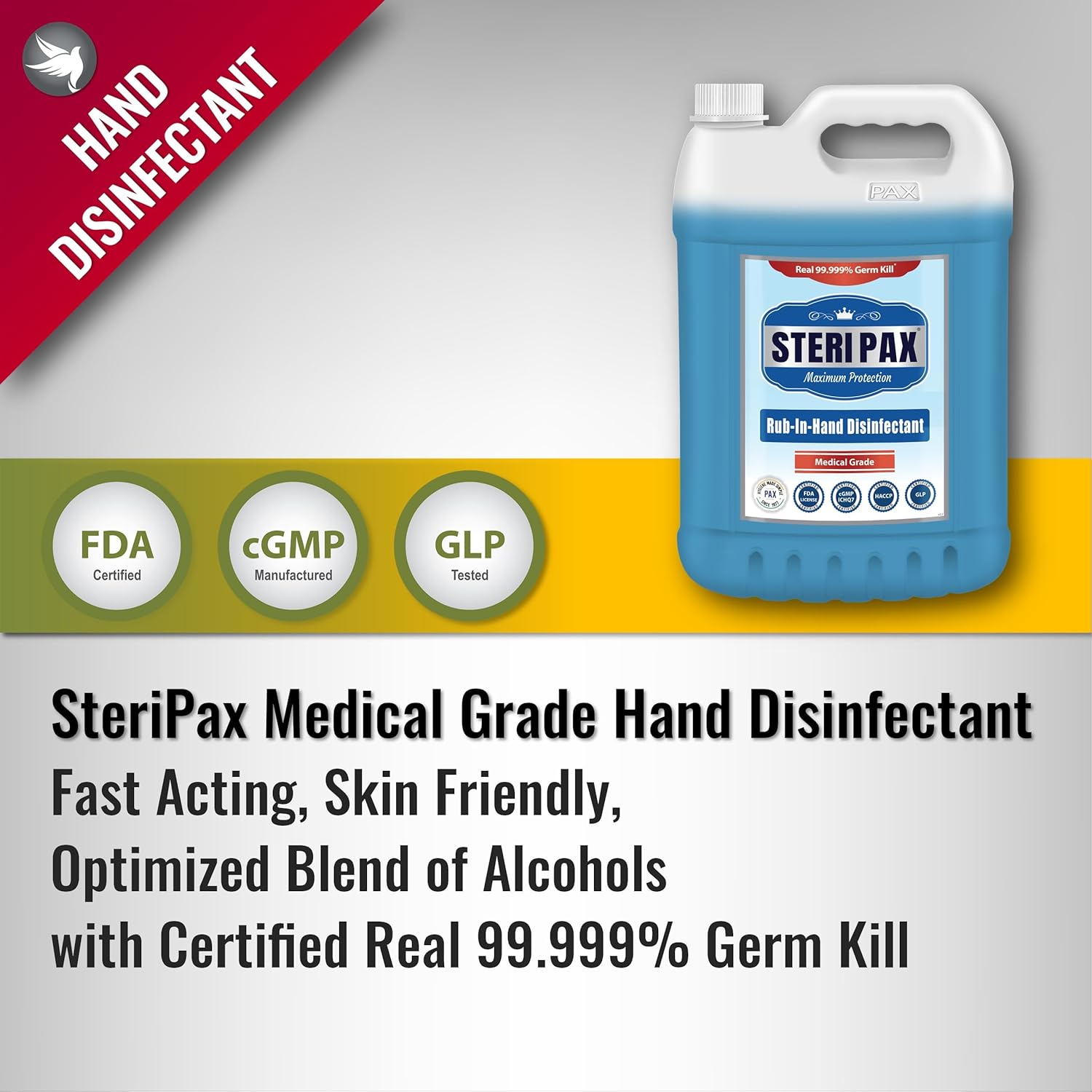 SteriPax Medical Grade Rub-In Hand Disinfectant Sanitizer - Image 3
