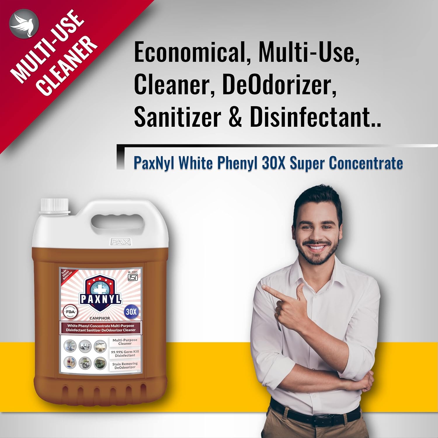PaxNyl White Phenyl 30X Super Concentrate Deodourizer Cleaner - Image 2
